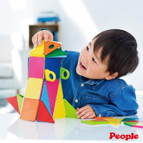 日本People-益智磁性積木BASIC系列-平面積木豪華組(STEAM教育玩具)
