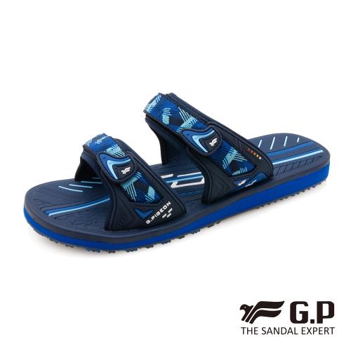 G.P 男款簡約織帶風格雙帶拖鞋G0573M-藍色(SIZE:40-44 共二色)