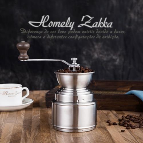 【Homely Zakka】極簡大容量儲粉槽304不鏽鋼手搖式咖啡磨豆機/研磨機(附防跳豆矽膠擋片)