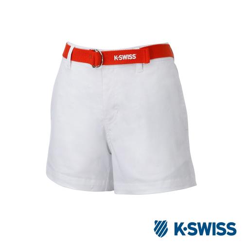 K-SWISS Cotton Twill Shorts休閒棉質短褲-女-白