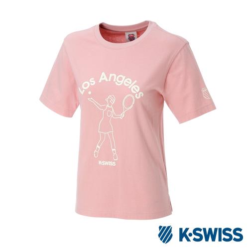 K-SWISS Origine LA Graphic Tee印花短袖T恤-女-粉紅