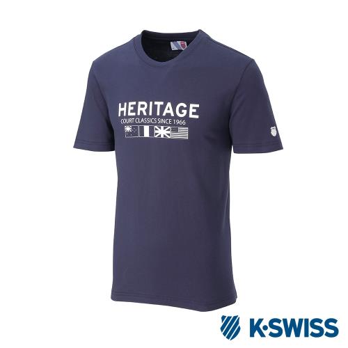 K-SWISS Heritage Flag Tee印花短袖T恤-男-藍