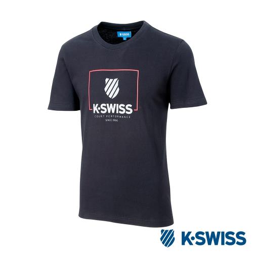 K-SWISS KS Logo W/Frame Tee印花短袖T恤-男-黑