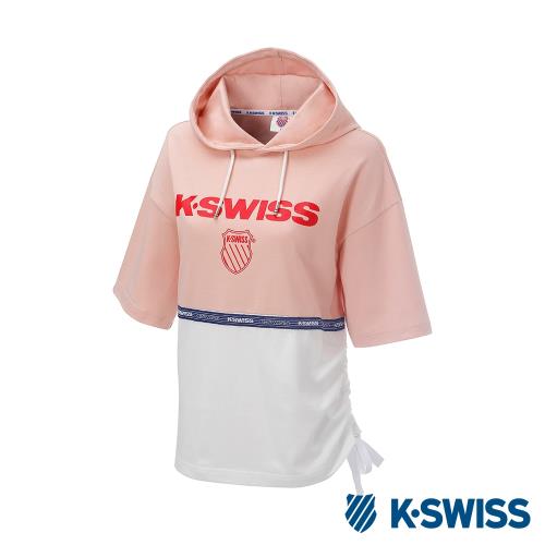 K-SWISS Hood T-Shirt短袖連帽上衣-女-粉紅