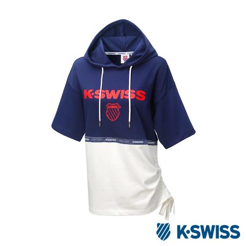 K-SWISS Hood T-Shirt短袖連帽上衣-女-藍