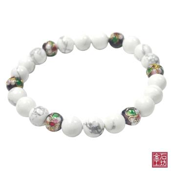 【金石工坊】白紋石.景泰藍手鍊(紫)(8mm)