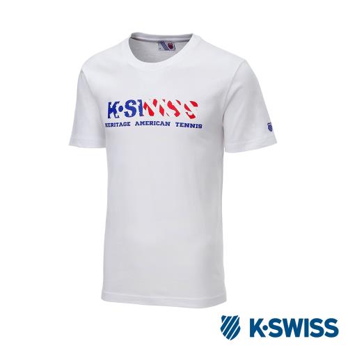 K-Swiss Shield Logo Sweatshorts印花短袖T恤-女-白