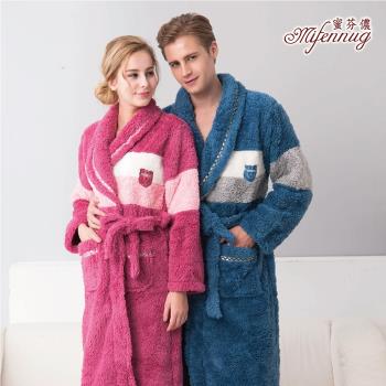 【MFN 蜜芬儂】造型保暖法蘭絨綁帶睡袍(男女款)