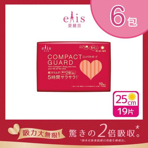 日本大王elis愛麗思 COMPACT GUARD GO可愛日用超薄25cm-19片x6包
