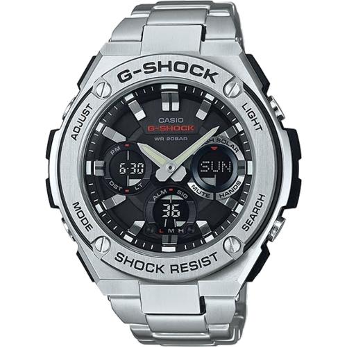 CASIO G-SHOCK 絕對強悍太陽能數位手錶-銀色/不鏽鋼(GST-S110D-1A)