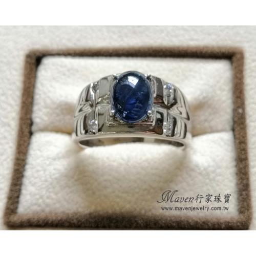 【Maven 行家珠寶】頂級天然 藍寶石 2.81克拉 簡約寬版設計款 白K金 鑽石 戒指