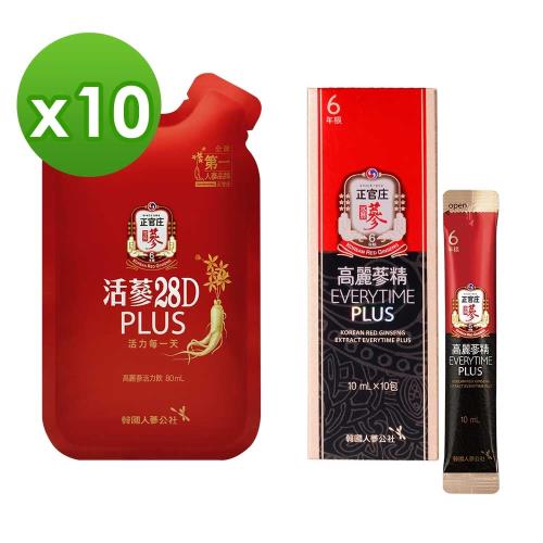 【正官庄】高麗蔘精EVERYTIME PLUS 10入+活蔘28D PLUS10入
