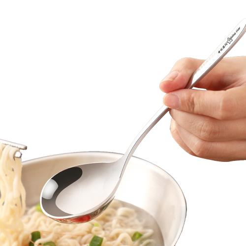PUSH!餐具不銹鋼拉麵勺304不鏽鋼湯勺長柄日式韓式(可商用)2入組E137