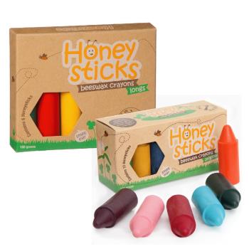 【壽滿趣-Honey Sticks】純天然蜂蠟無毒蠟筆-1-3歲以上幼童適用(6色高胖型+12色矮胖型)