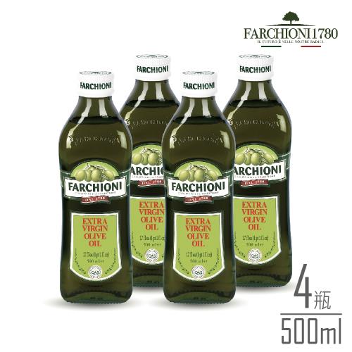 義大利【法奇歐尼】經典特級冷壓初榨橄欖油500ml小綠瓶X4入