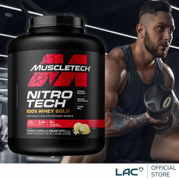 【LAC利維喜】Muscletech耐如鐵 金牌乳清蛋白5磅-法式香草口味