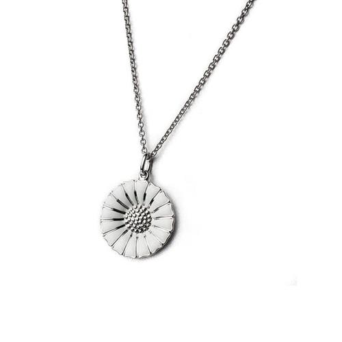 【Georg Jensen 喬治傑生】Daisy 純銀 白法瑯雛菊項鍊-18mm