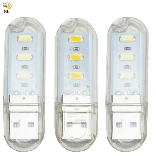 月陽超值3入USB超亮3LED燈檯燈閱讀燈小夜燈手電筒(HL33) 