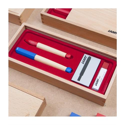 LAMY ABC系列鋼筆+鉛筆木製禮盒/藍鋼筆+紅鉛筆
