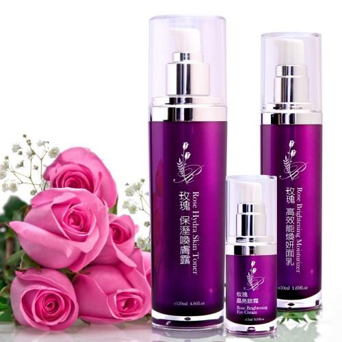 YUNSIAN芸仙 玫瑰基礎眼部加強保養組(喚膚露120ml+高效能煥妍面乳50ml+眼霜15ml)