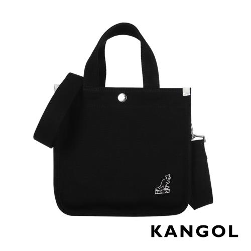 KANGOL 韓版極簡玩色-MINI帆布斜背小方包-黑色 AKG1215