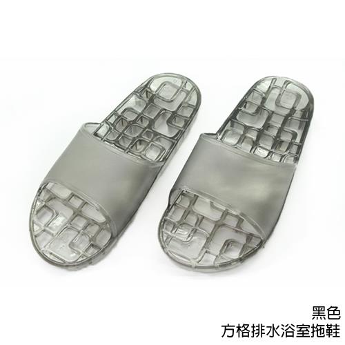【333家居鞋館】方格排水浴室拖鞋_黑