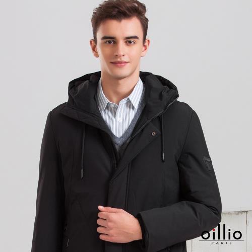 oillio歐洲貴族 男裝 加大加長 防潑水抗污 保暖餔棉休閒外套 三層工藝裏布超保暖 輕鬆好穿搭 黑色-男款 較長版