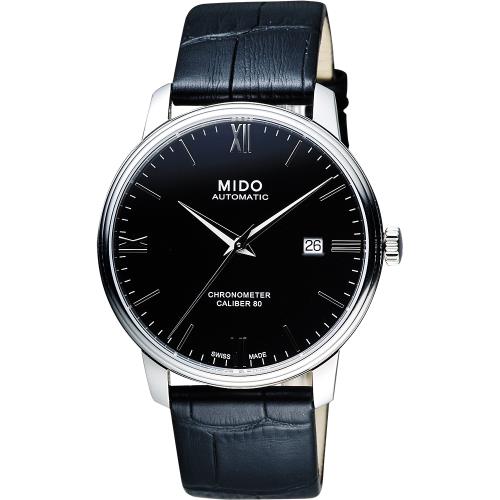 MIDO美度 永恆系列80小時天文台認證矽游絲機械錶-黑x銀/40mm M0274081605800