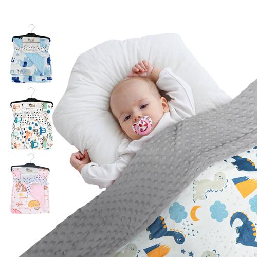 Colorland-泡泡毯包巾嬰兒被 印花雙層短毛絨毛毯蓋毯冷氣毯