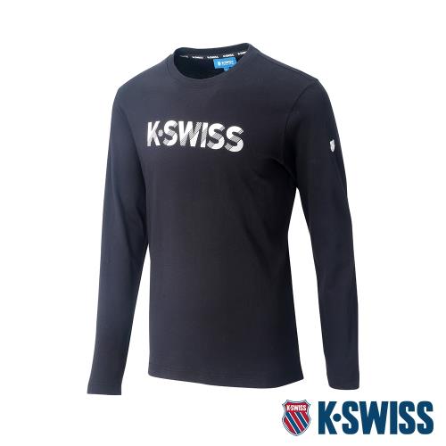 K-SWISS Cotton KS Logo Tee 1印花長袖T恤-女-黑