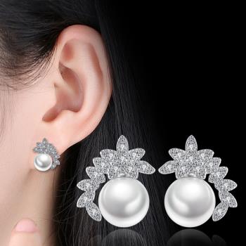 【I.Dear Jewelry】 璀璨奢華-韓國氣質晶鑽奢華珍珠名媛款銀耳針耳環(璀璨奢華)現貨