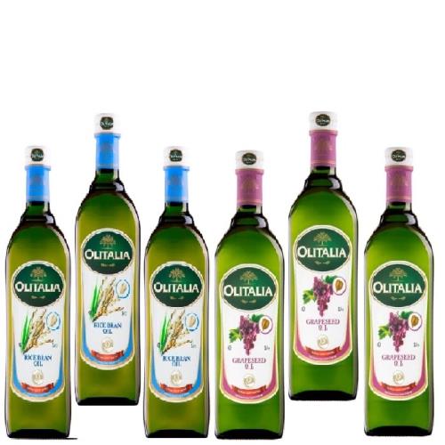 奧利塔 健康6入綜合油品組(玄米油X3+葡萄油X3);1000ML/瓶