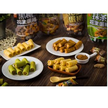 臺灣上青-芒果花生蛋捲*6/花生蛋捲*6/抹茶花生蛋捲*6/黑糖花生蛋捲*6(共24盒)180G