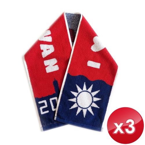 HKIL-巾專家 愛台灣國旗運動毛巾-3入組