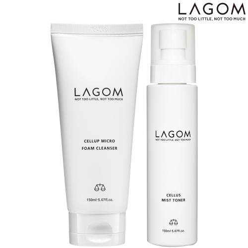 LAGOM莉珂蔥 保濕洗淨保養組 (保濕泡沫洗面乳150ml+潤膚噴霧化妝水150ml)-即期品