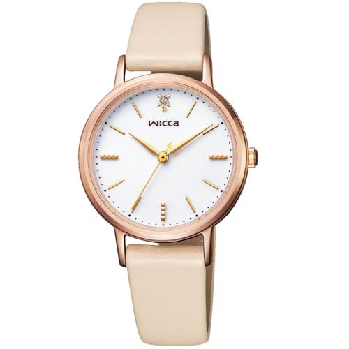 CITIZEN WICCA 廣告款時尚皮帶款女錶(KP5-166-10)30mm