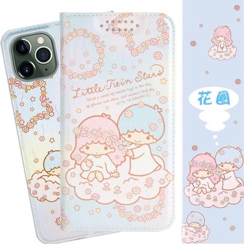 【雙子星】iPhone 11 Pro (5.8吋) 甜心系列彩繪可站立皮套(花圈款)