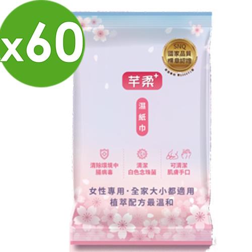 【芊柔】PLUS清除腸病毒濕紙巾-清潔白色念珠菌版-60包組(隨身包10抽X60包)