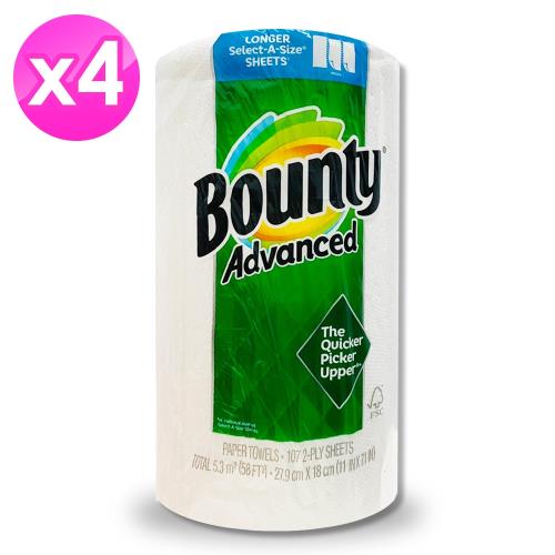 美國Bounty廚房紙巾-白色隨意撕107張-4入組