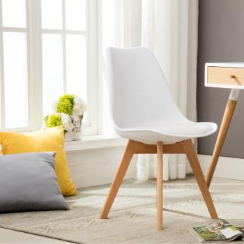 【E-home】四入組EMSB北歐經典造型軟墊櫸木腳餐椅