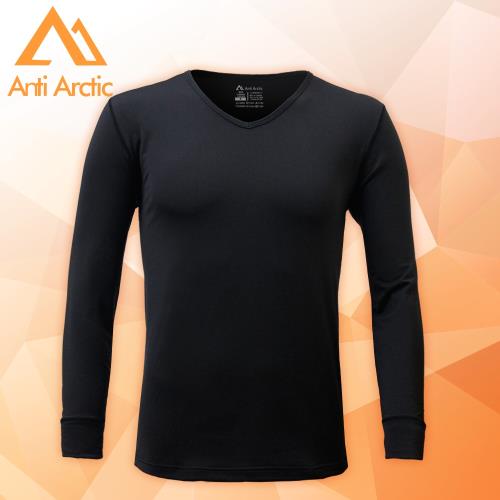 【Anti Arctic】遠紅外線機能衣-男V領-黑  (使用3M吸濕快排原紗)