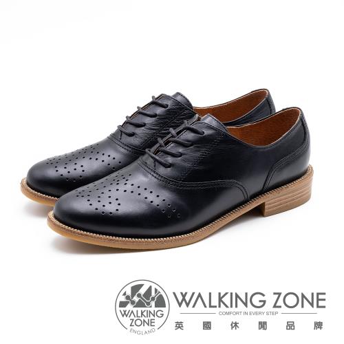 WALKING ZONE 壓花style牛津鞋 女鞋-黑(另有棕)
