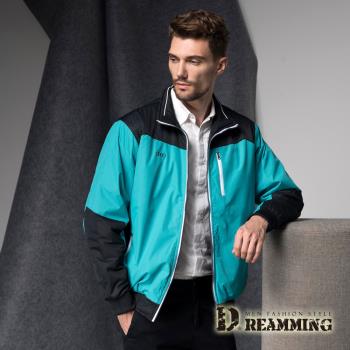 【Dreamming】複合剪接防潑水立領鋪棉夾克外套-湖水藍