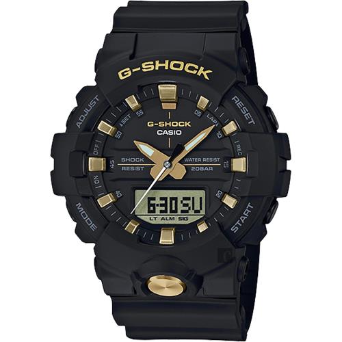 CASIO 卡西歐 G-SHOCK 黑金雙顯手錶-金色/48.6mm(GA-810B-1A9)