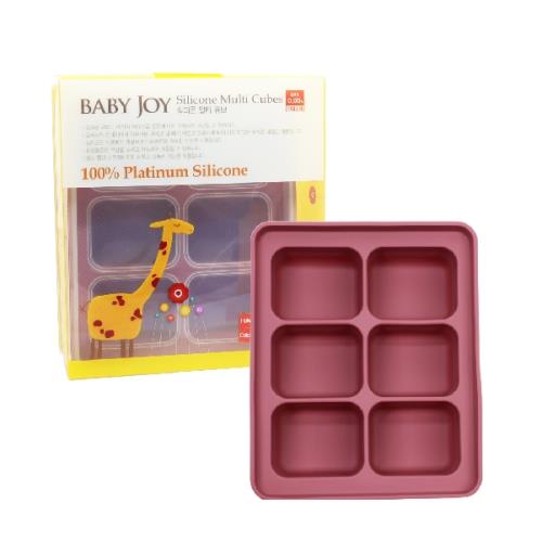 【韓國BABY JOY】鉑金矽膠副食品製冰盒6格-藕紫