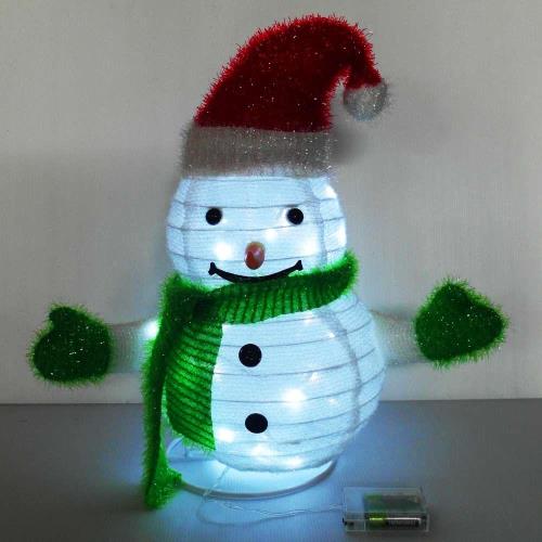 摩達客 聖誕彈簧折疊小雪人 (LED燈電池燈)擺飾 (42cm) 方便輕巧好收納