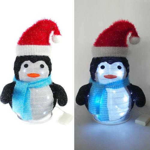 摩達客 聖誕彈簧折疊小企鵝 (LED燈電池燈)擺飾 (42cm) 方便輕巧好收納