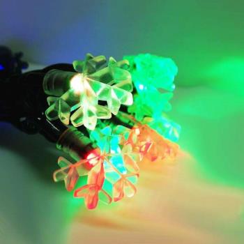 摩達客-聖誕燈裝飾燈LED20燈雪花燈造型燈(彩色光)(插電式/自動雙色雙閃)