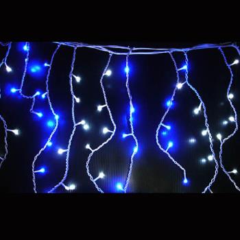 摩達客-聖誕燈裝飾燈LED燈100燈冰條燈(藍白光)(附控制器跳機)