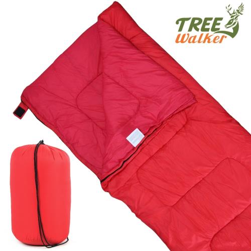 TreeWalker 可拼接式保暖信封睡袋(菱紋表布)-紅